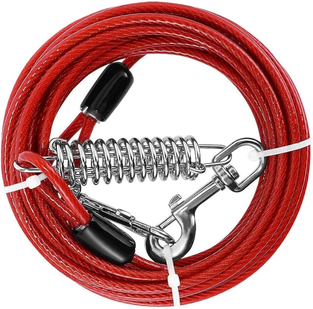 Tie-out Cable with a Shock Spring