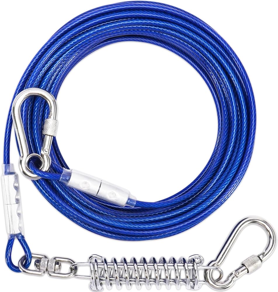 Tie-out Cable with a Shock Spring